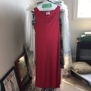 Red DKNY cowl neck dress
